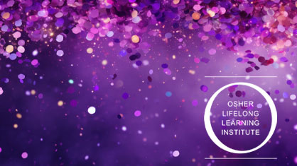 purple glitter and Osher lifelong learning institute logo
