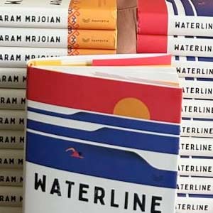 close up of book cover for Waterline, by Aram Mrjoian